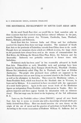 The historical development of South East Asian arts